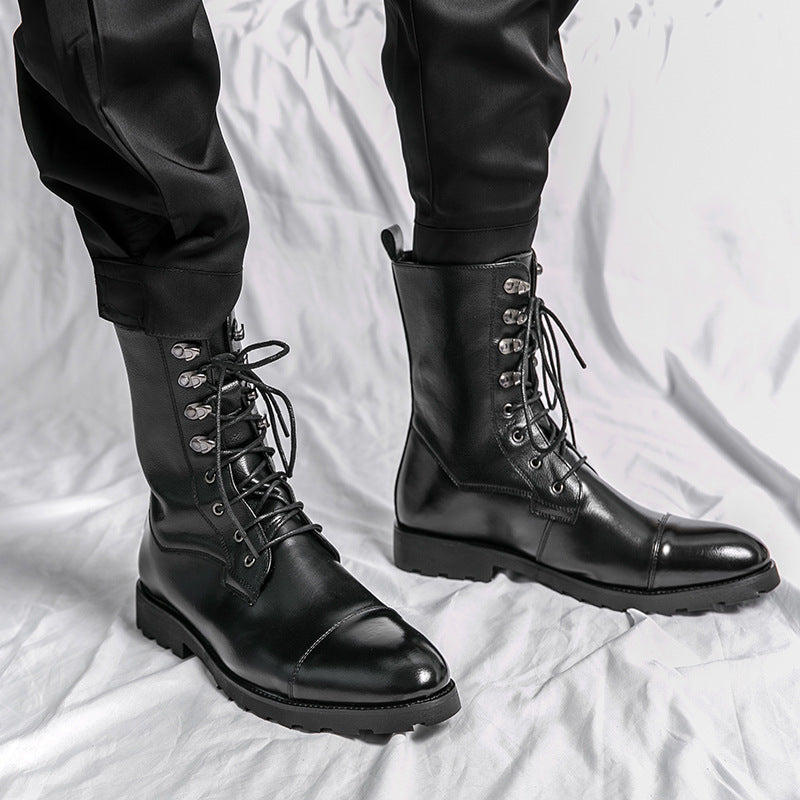 Luxuriöse Lederstiefel mit Schnürsenkeln für Herren