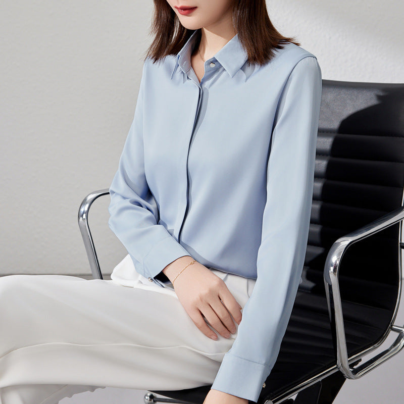 Graceful Satin Top OL Business Clothing Shirt For Women 3