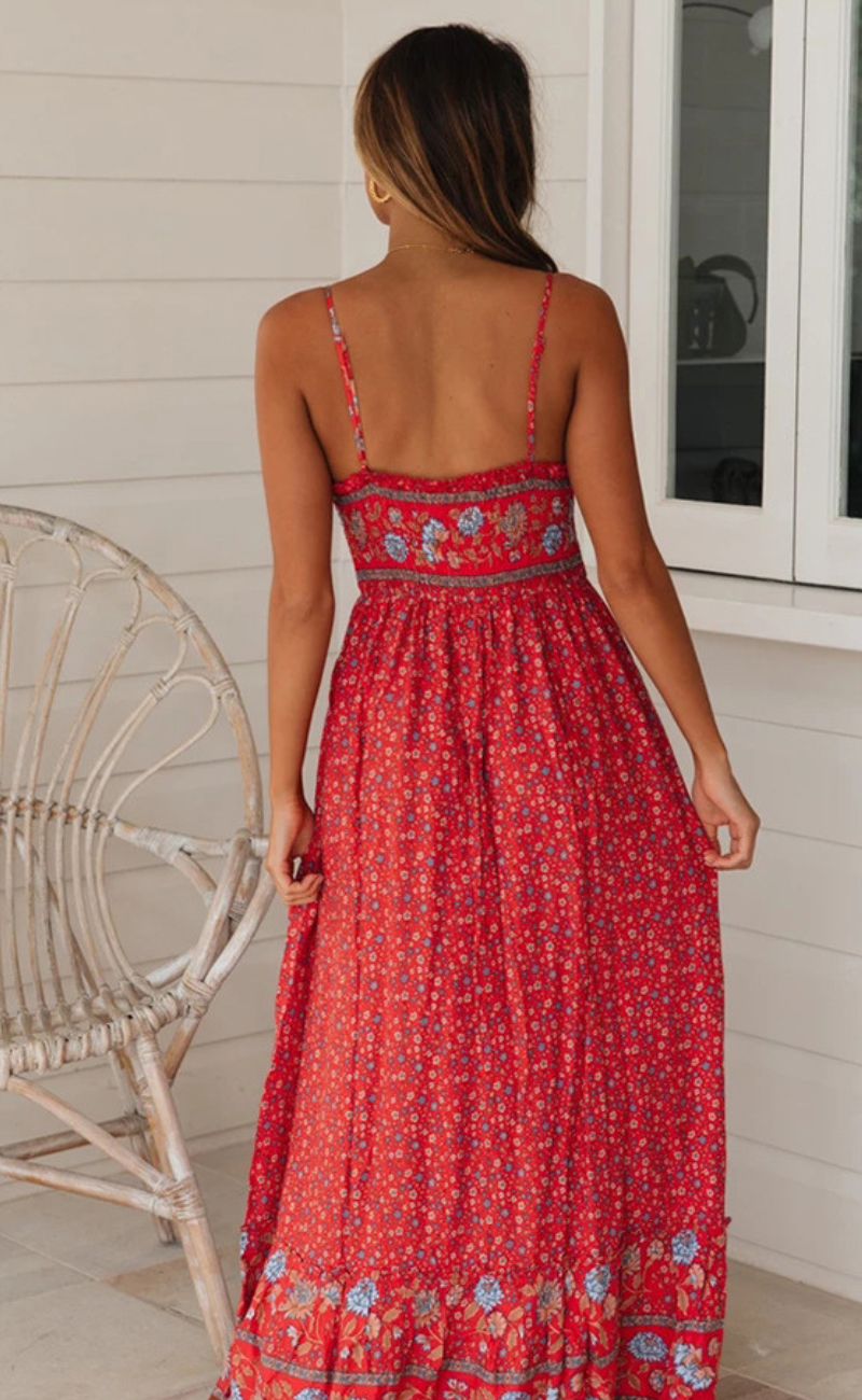 Beatrix | Bohemian Kleid für Damen mit Blumenmuster und Empire-Taille
