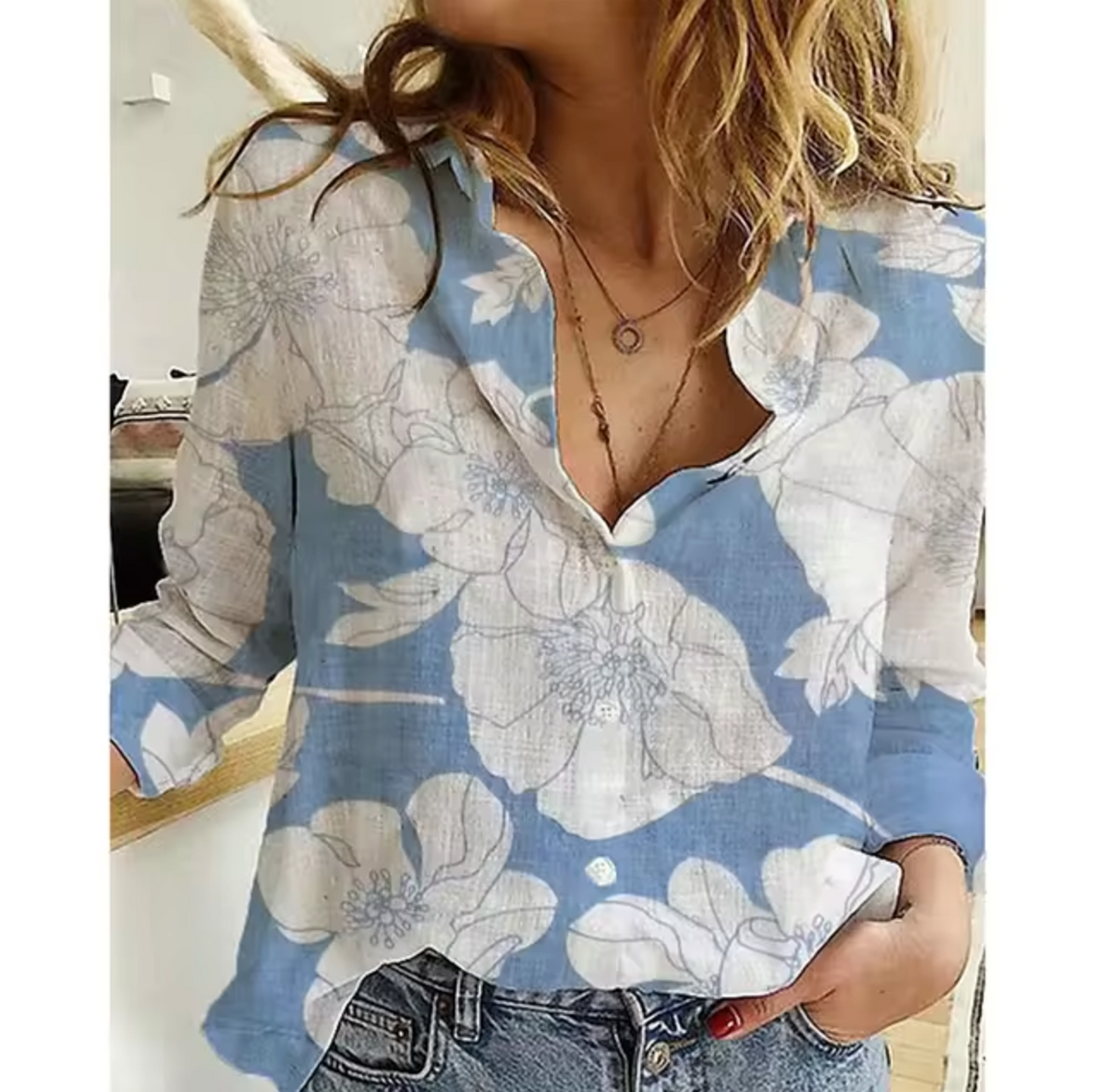 Variant image for Freya | Damen Bluse mit Blumenmuster – Leichte Langarmbluse für Sommer-19