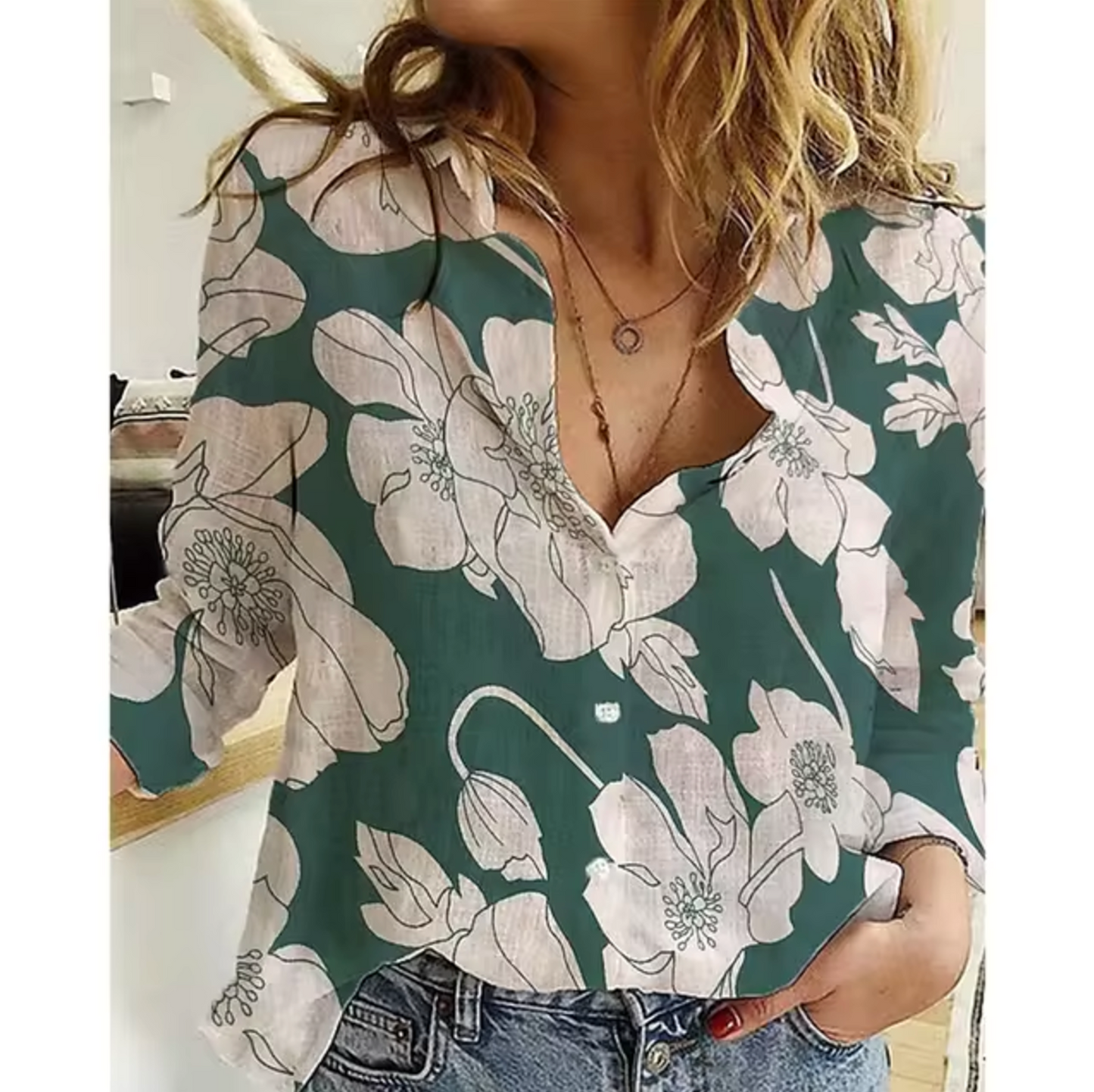 Variant image for Freya | Damen Bluse mit Blumenmuster – Leichte Langarmbluse für Sommer-31