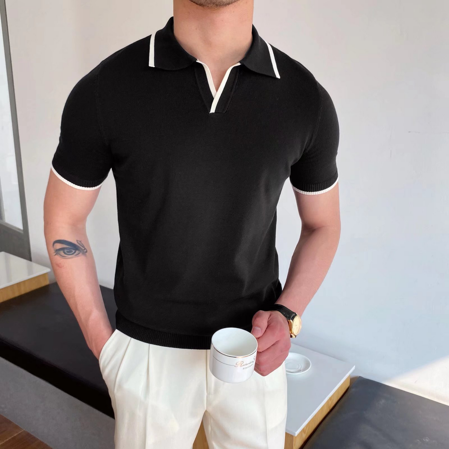 Elegantes Polohemd aus Baumwolle mit Farbblockdesign