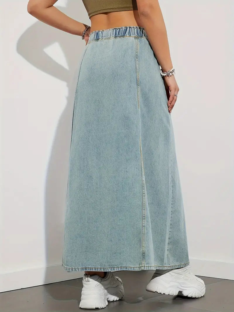 Olga | Casual Maxi Denim Skirt for Women with A-Line Silhouette