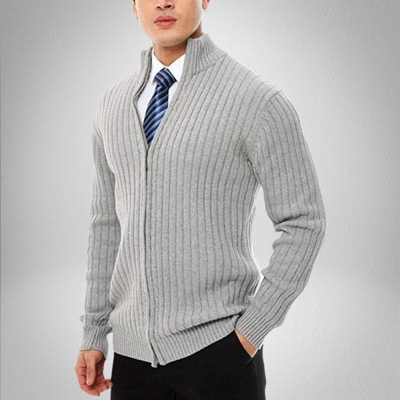 Variant image for Max | Stylische Herren Strickjacke mit Reißverschluss und Gerippter Struktur-6