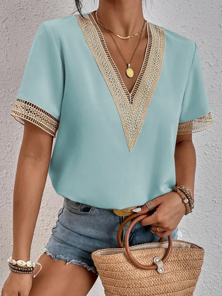 Variant image for Mirjam | V-Ausschnitt Shirt Damen für Sommer, Elegante Oberteile und Tops-6