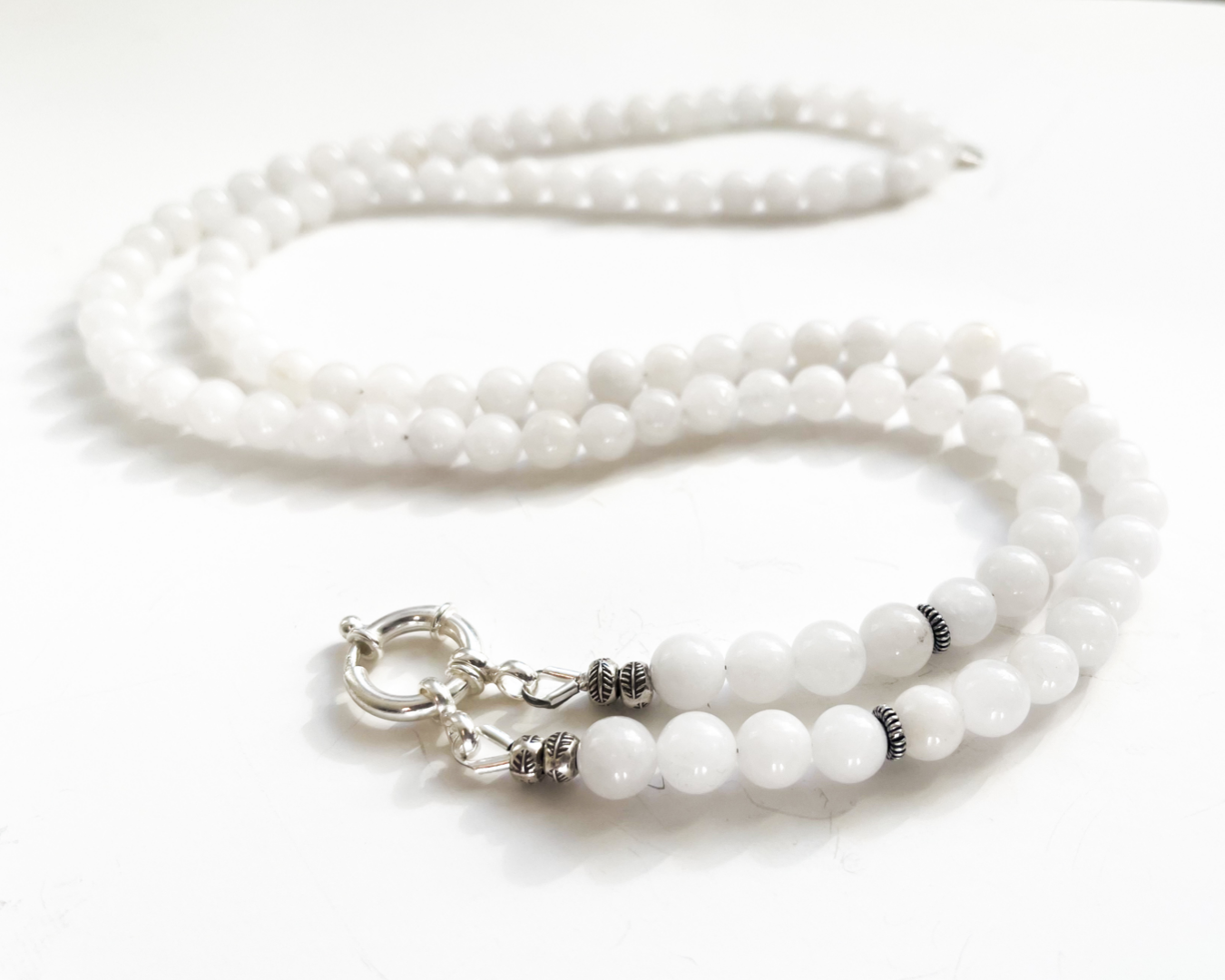 Beatrix | Halskette Damen Achat Weiß mit Wechselring