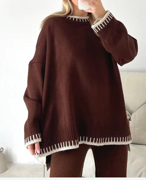 Damen Strick Zweiteiler mit Pullover und Hose 14