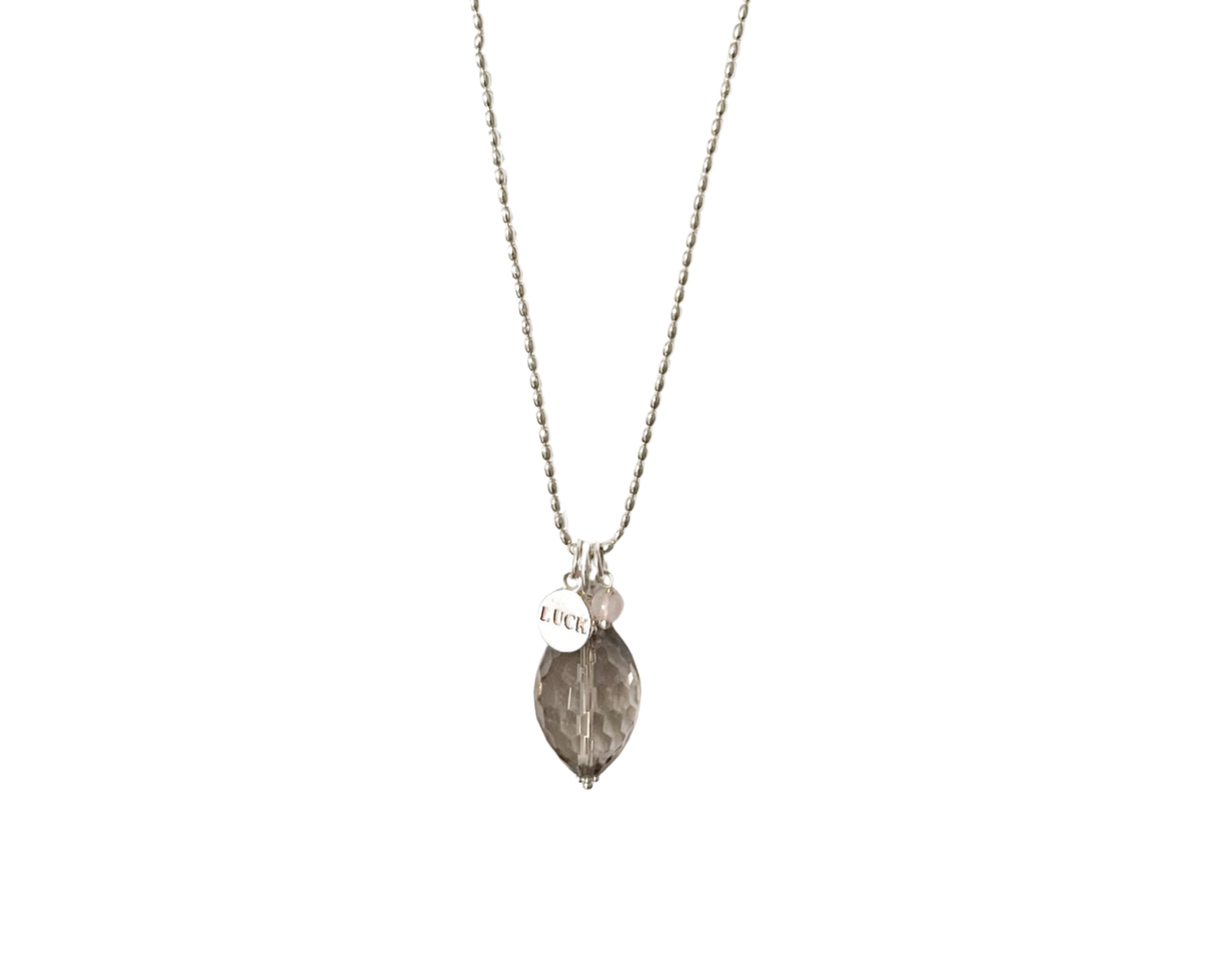 Beatrix Silberkette mit Rauchquarz und Rosenquarz