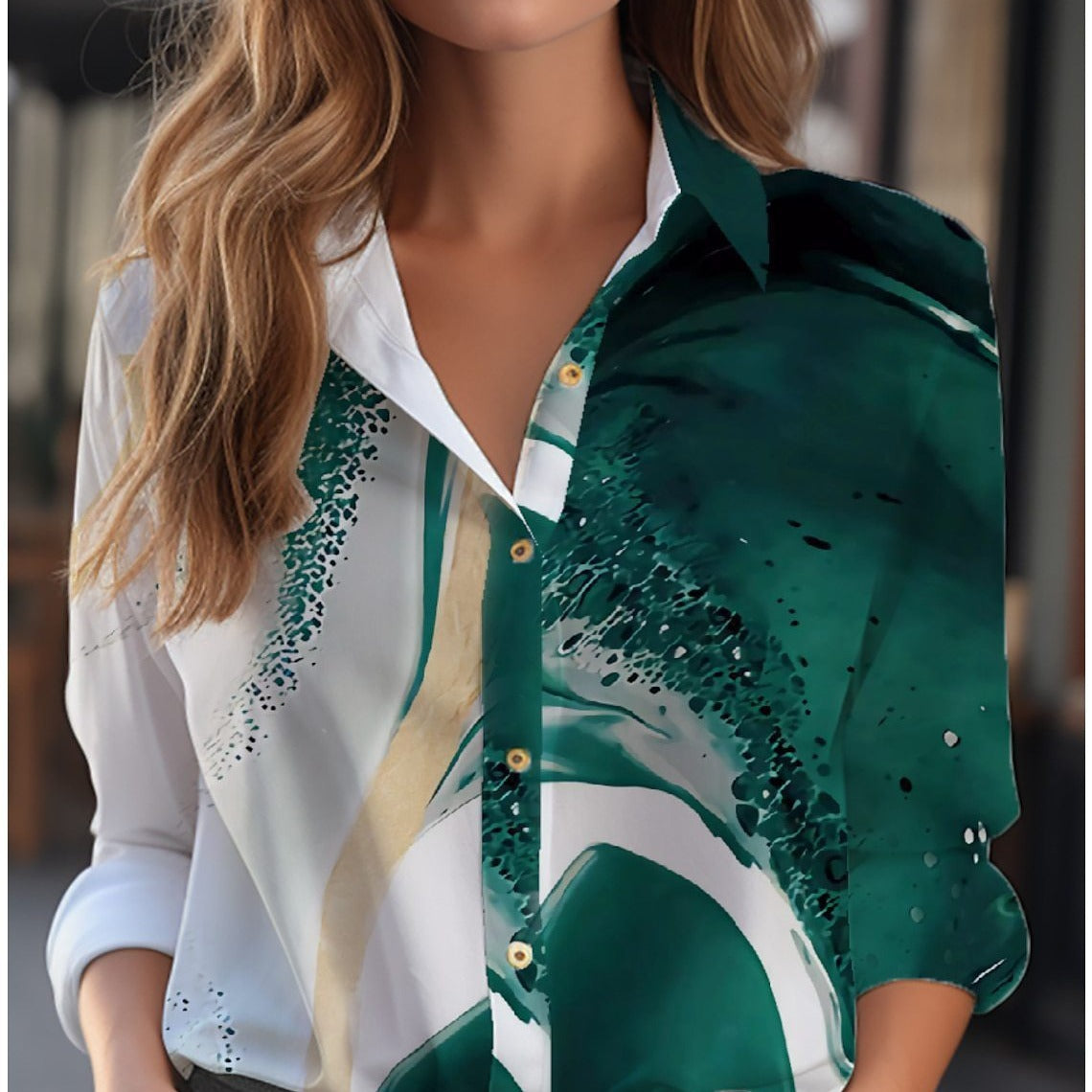 Florine | Elegante Bluse Damen mit Blumenmuster und V-Ausschnitt