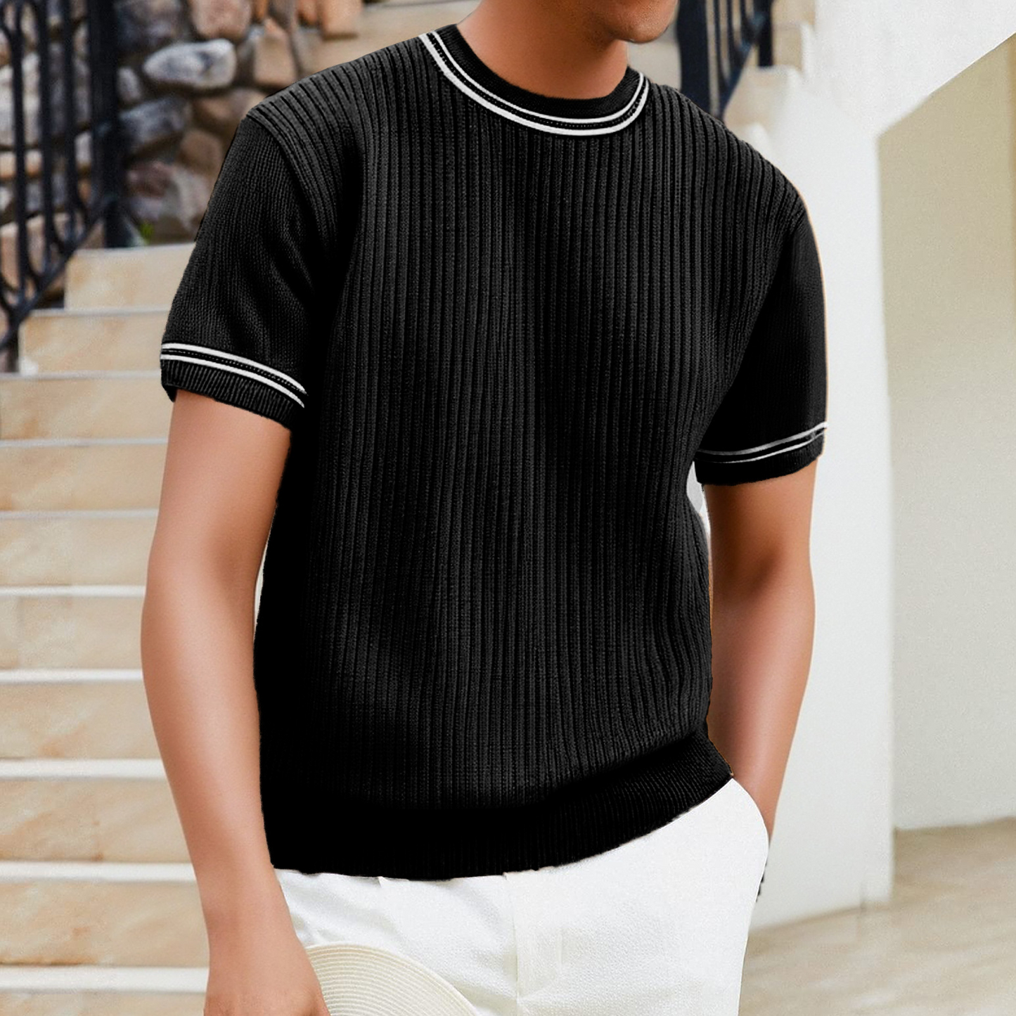 Camiseta de punto para hombre de inspiración vintage