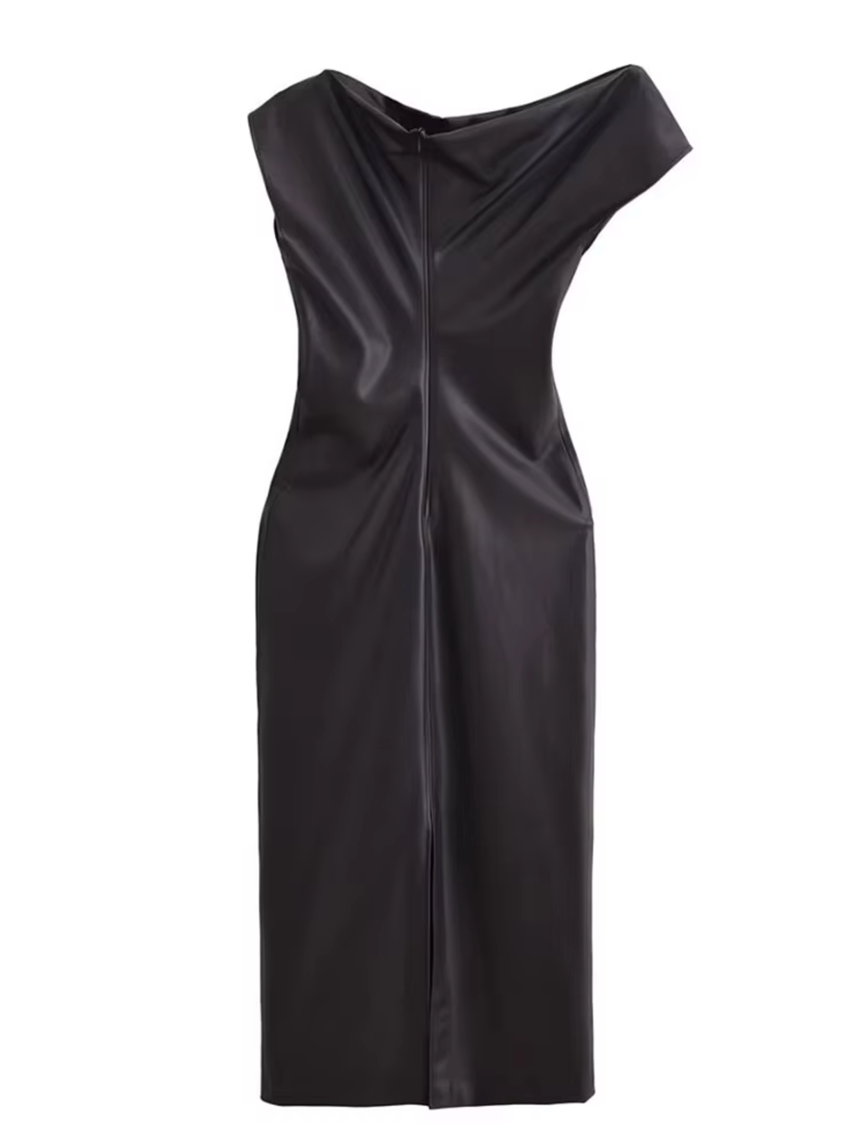 Shivani | Elegante vestito da donna in pelle con orlo asimmetrico
