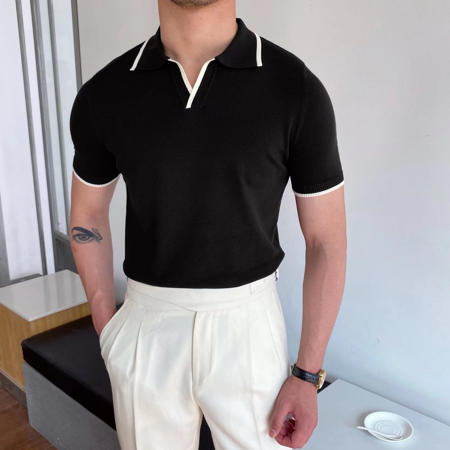 Elegantes Polohemd aus Baumwolle mit Farbblockdesign