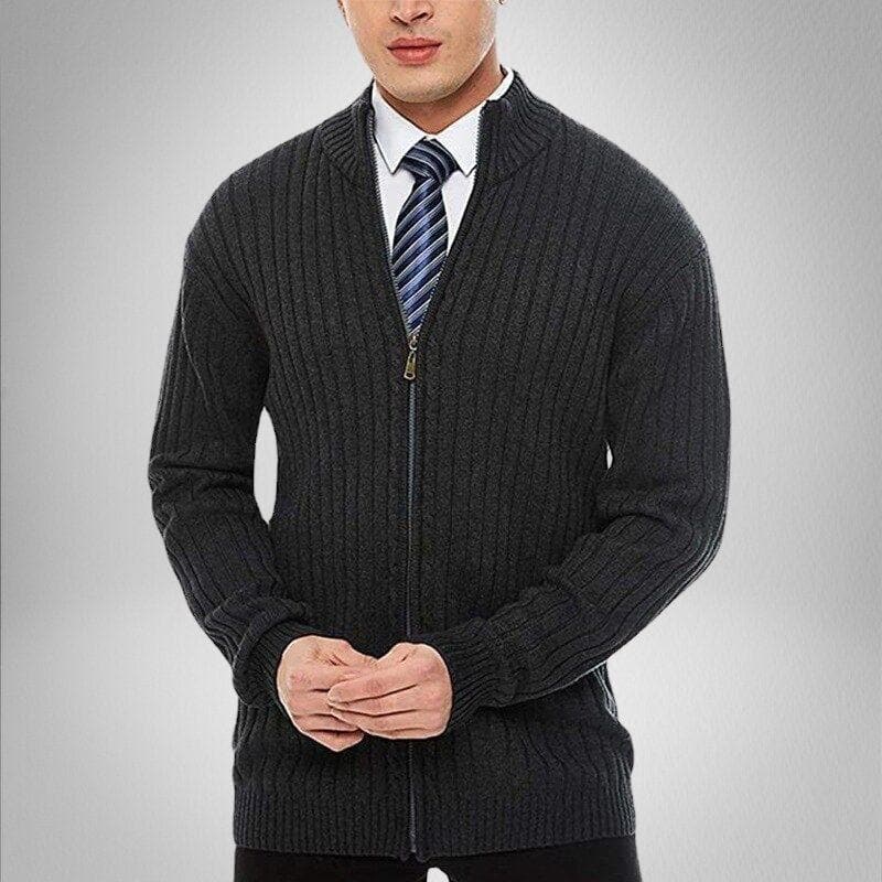 Variant image for Max | Stylische Herren Strickjacke mit Reißverschluss und Gerippter Struktur-11