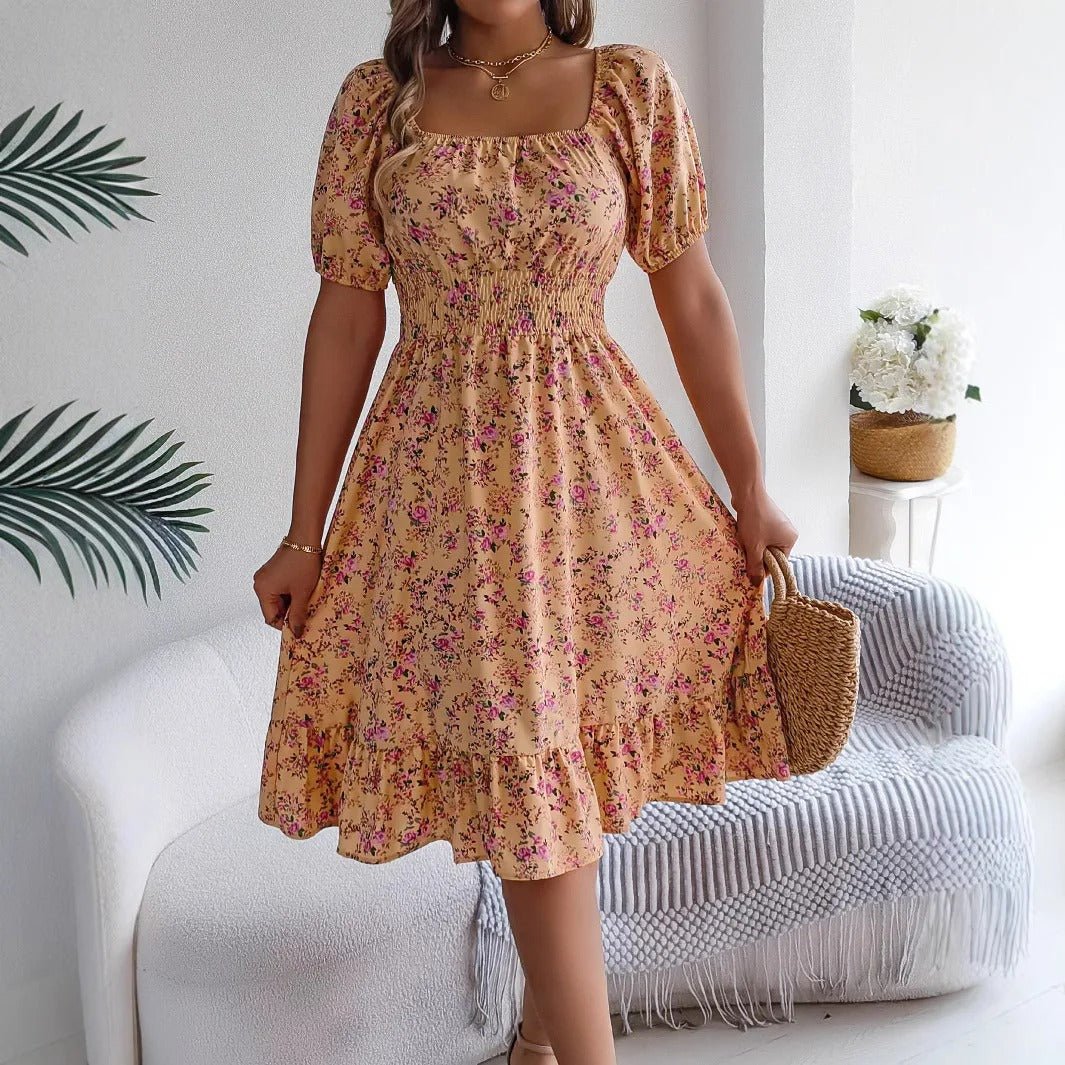 Liselotte | Feminines Blumenkleid mit Puffärmeln für Damen