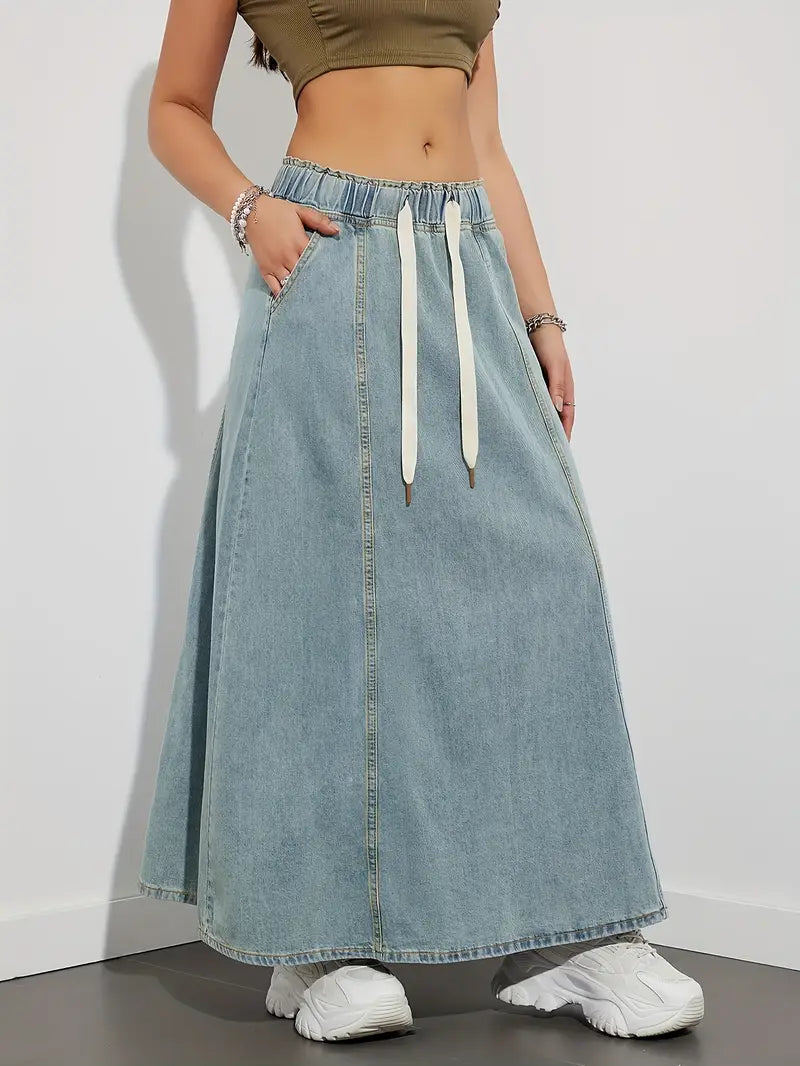 Olga | Casual Maxi Denim Skirt for Women with A-Line Silhouette