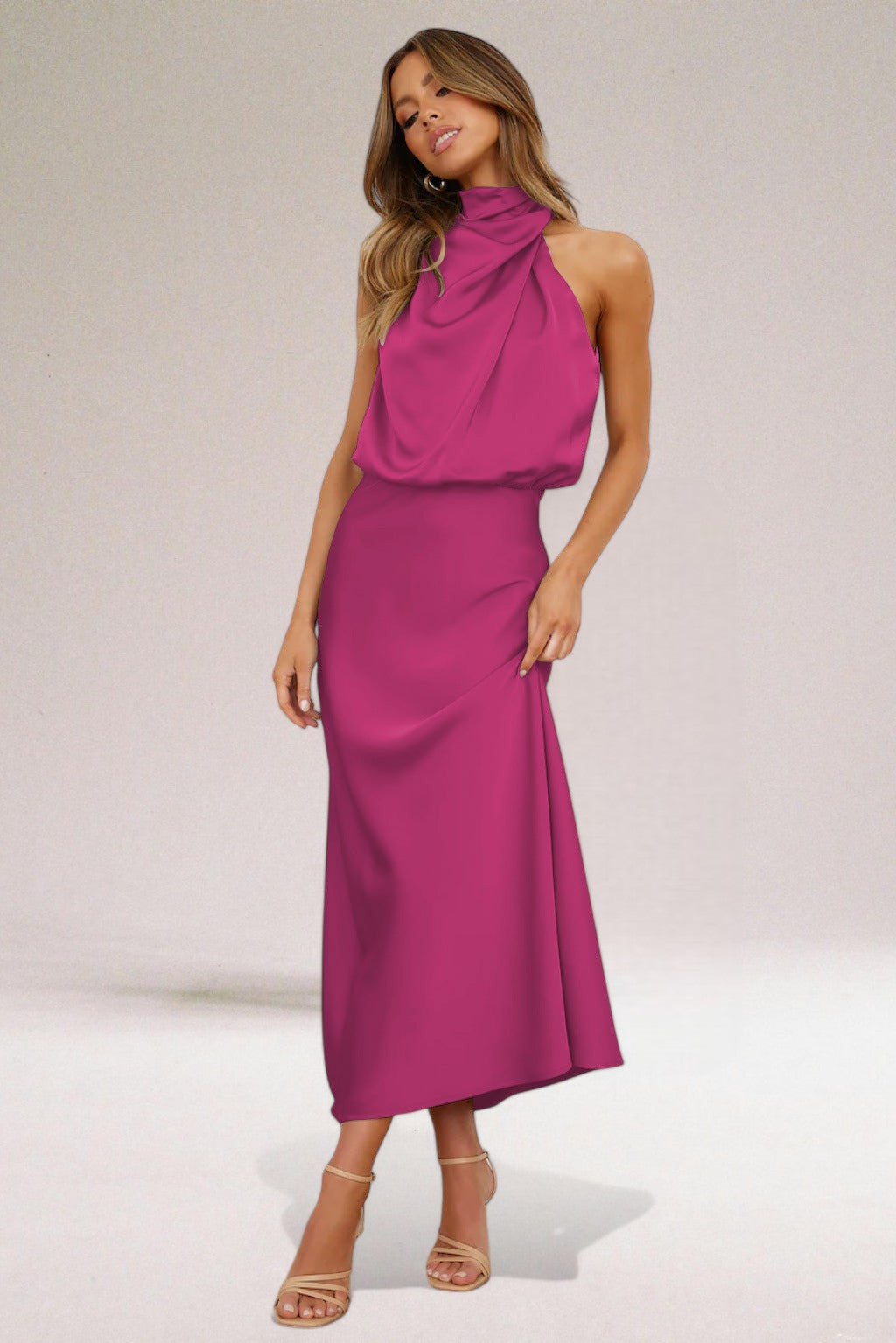 Lauren | Trendig Satin-Halterkleid für Frauen