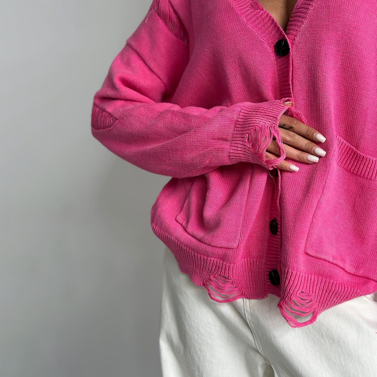 Washed-Out-Strickjacke für Damen