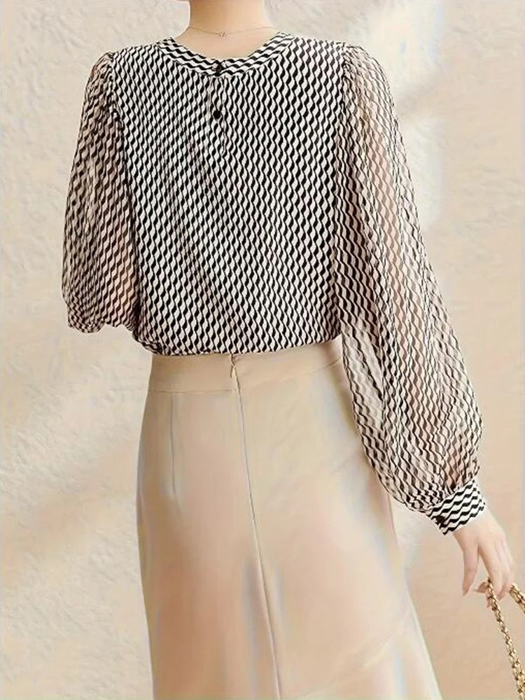 Alessia | Elegante Festliche Bluse Damen mit Grafischem Muster