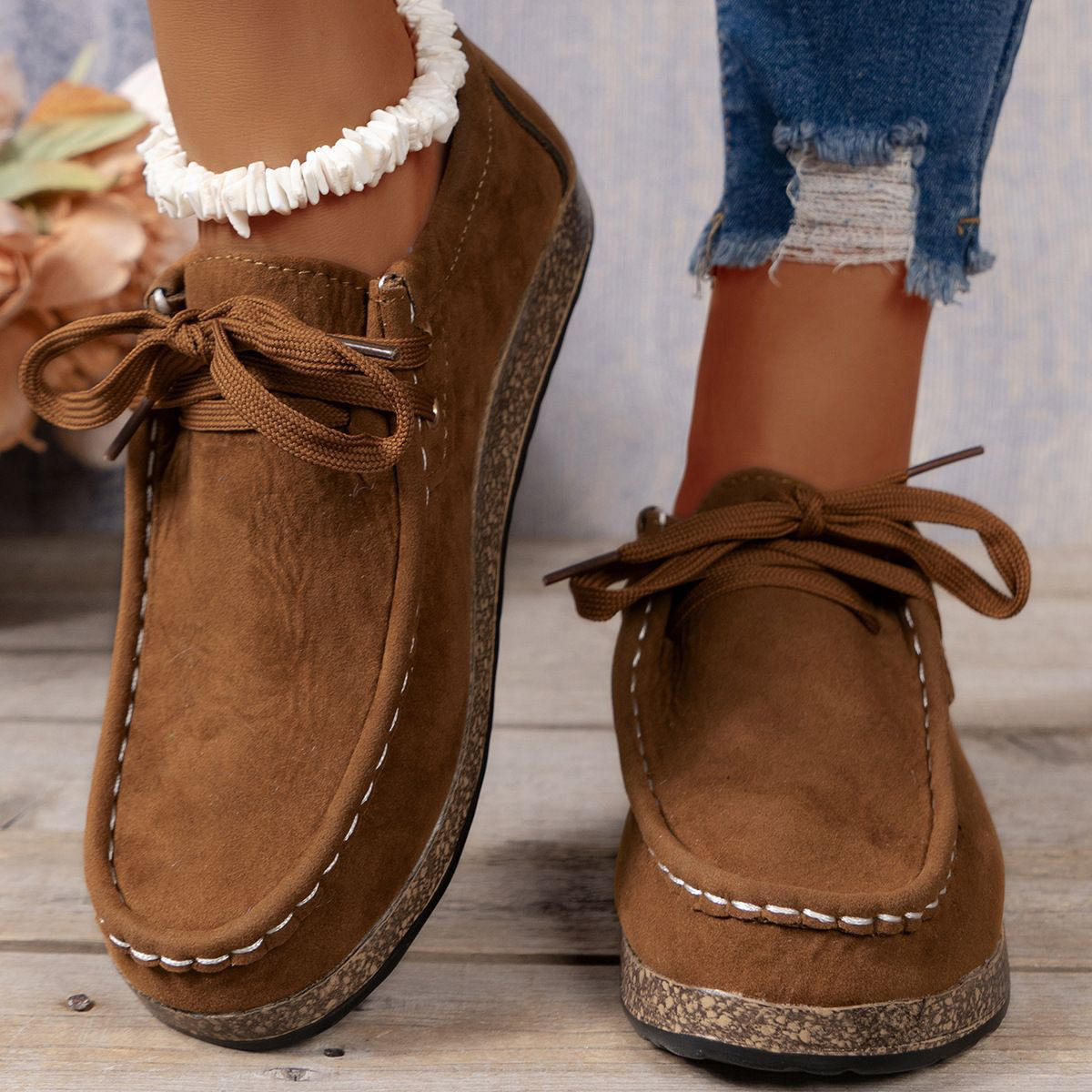 Bequeme Damen Schnürschuhe