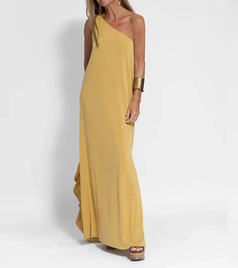 Variant image for Beatrix | Elegantes Maxikleid mit Asymmetrischem Ausschnitt für Frauen-6