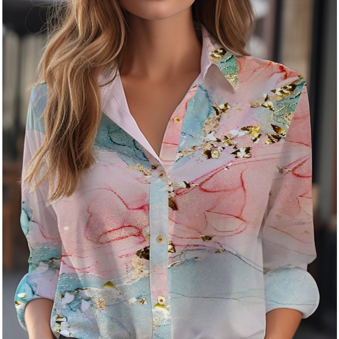 Florine | Elegante Bluse Damen mit Blumenmuster und V-Ausschnitt