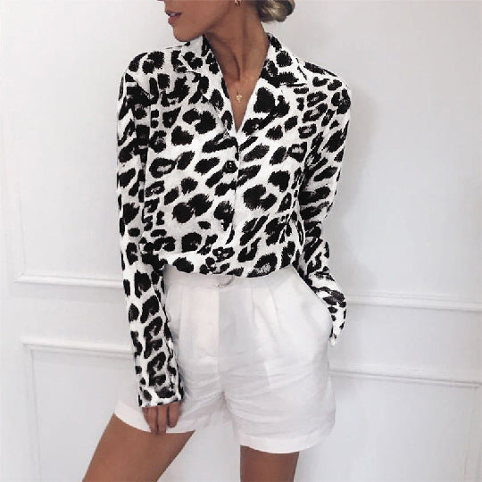 Beatrix | Elegante Bluse Damen mit Leopardenmuster
