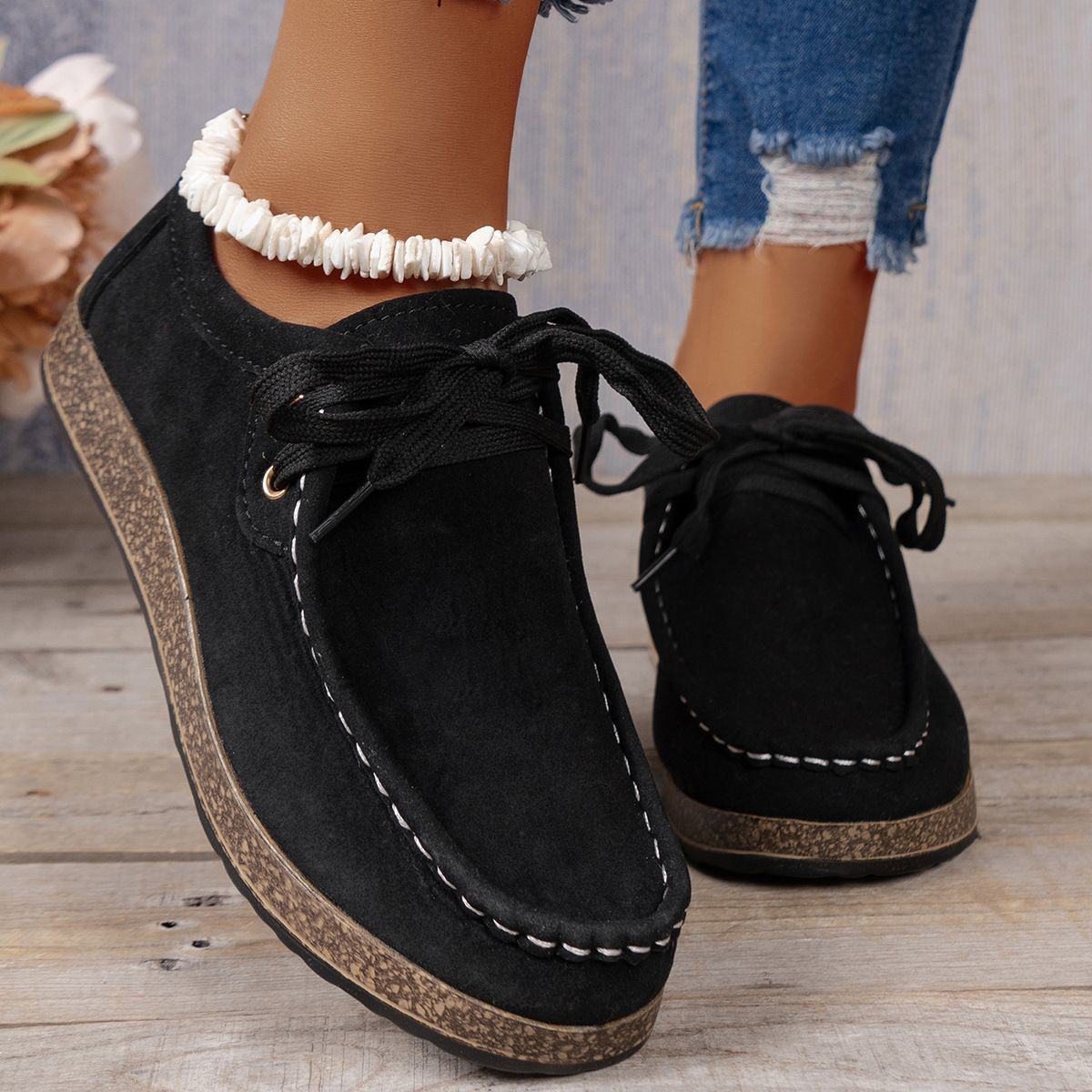 Bequeme Damen Schnürschuhe