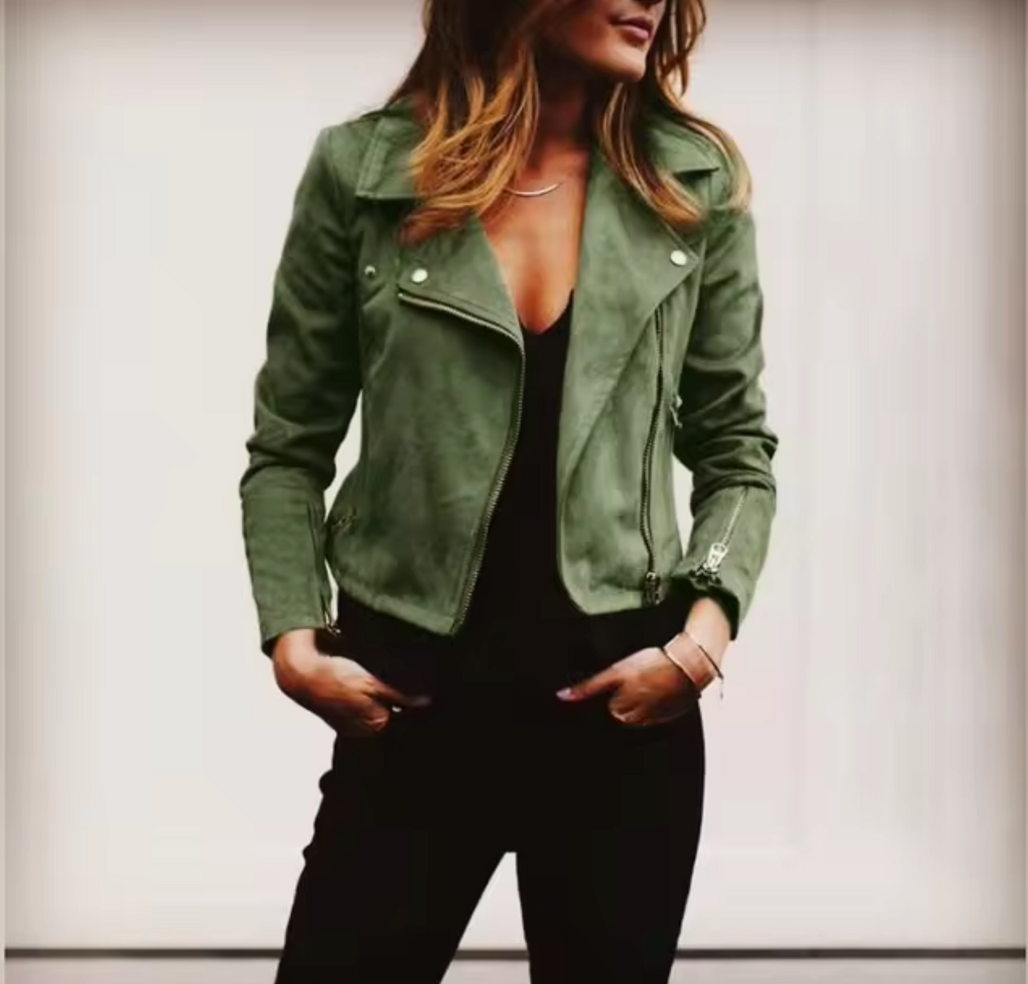 Marielle | Short suede jacket for women with elegant collar