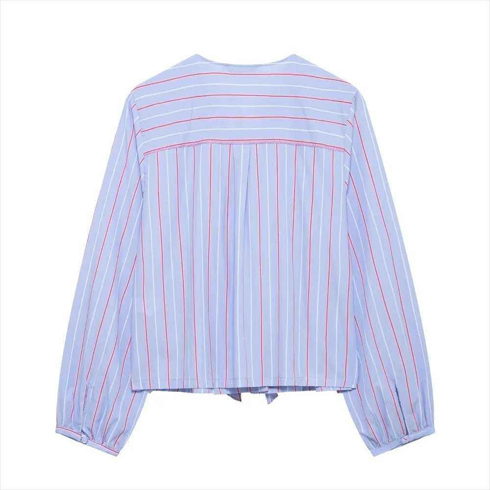 Carina | Damen Bluse mit Streifen und Schleifendetail für lässige Outfits