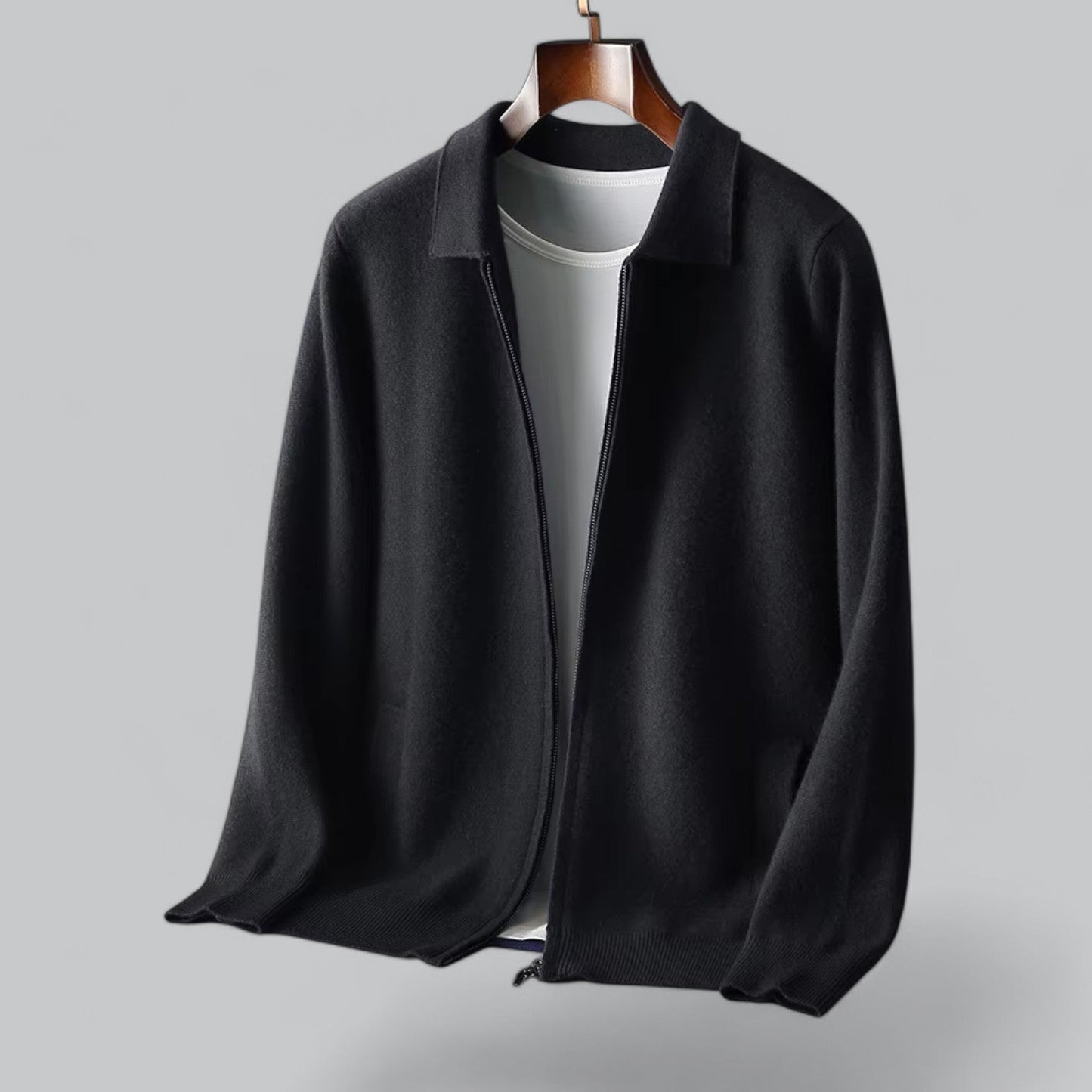 Men's cashmere jacket with zipper