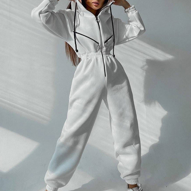 Casual Women Basic Hoodie Two Piece Sets Zipper Drawstring 1