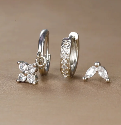 Sofie | Elegantes Ohrringe Set mit Ohrsteckern und Creolen in Gold und Silber