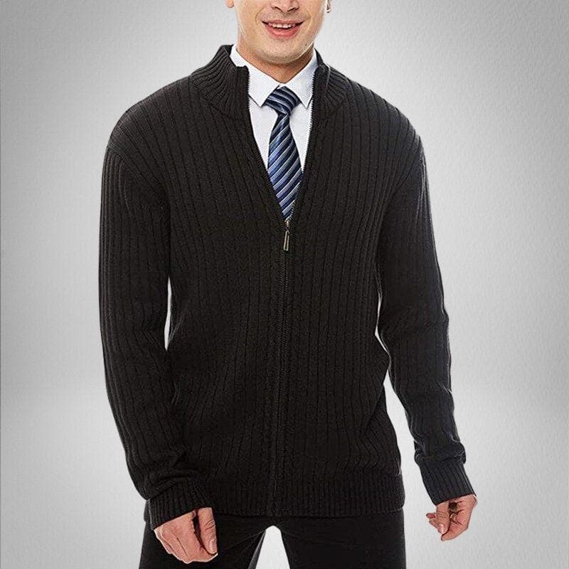 Max | Stylische Herren Strickjacke mit Reißverschluss und Gerippter Struktur