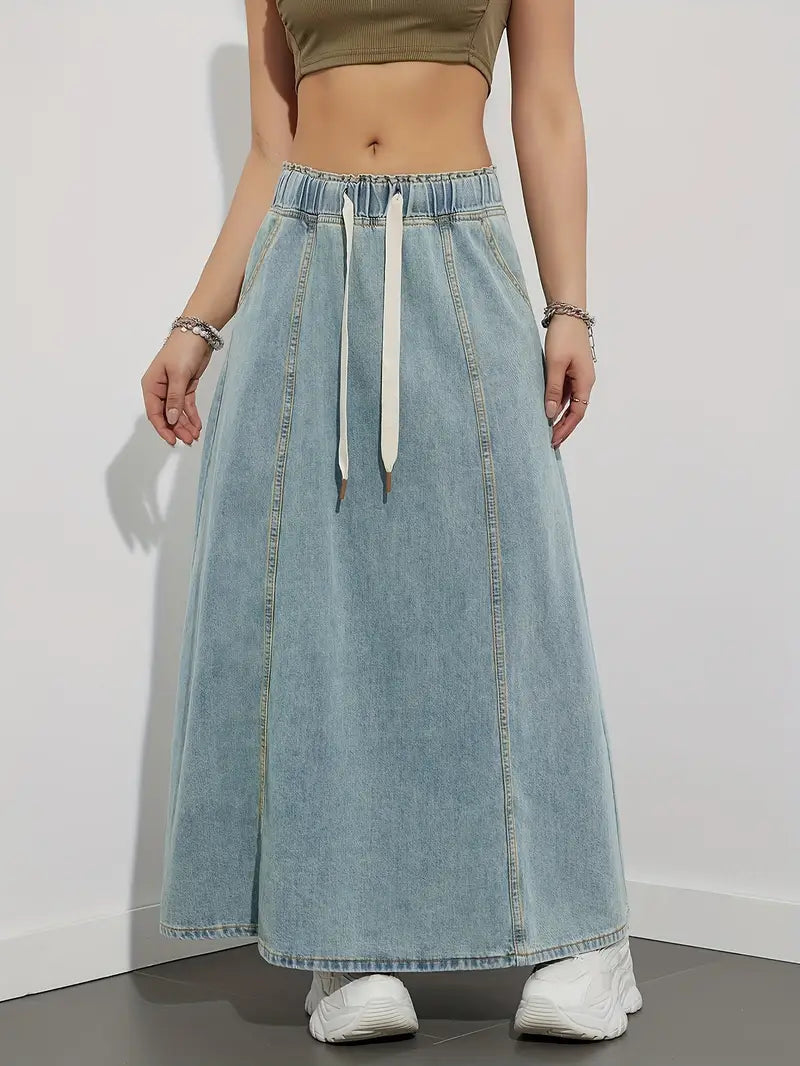 Olga | Casual Maxi Denim Skirt for Women with A-Line Silhouette