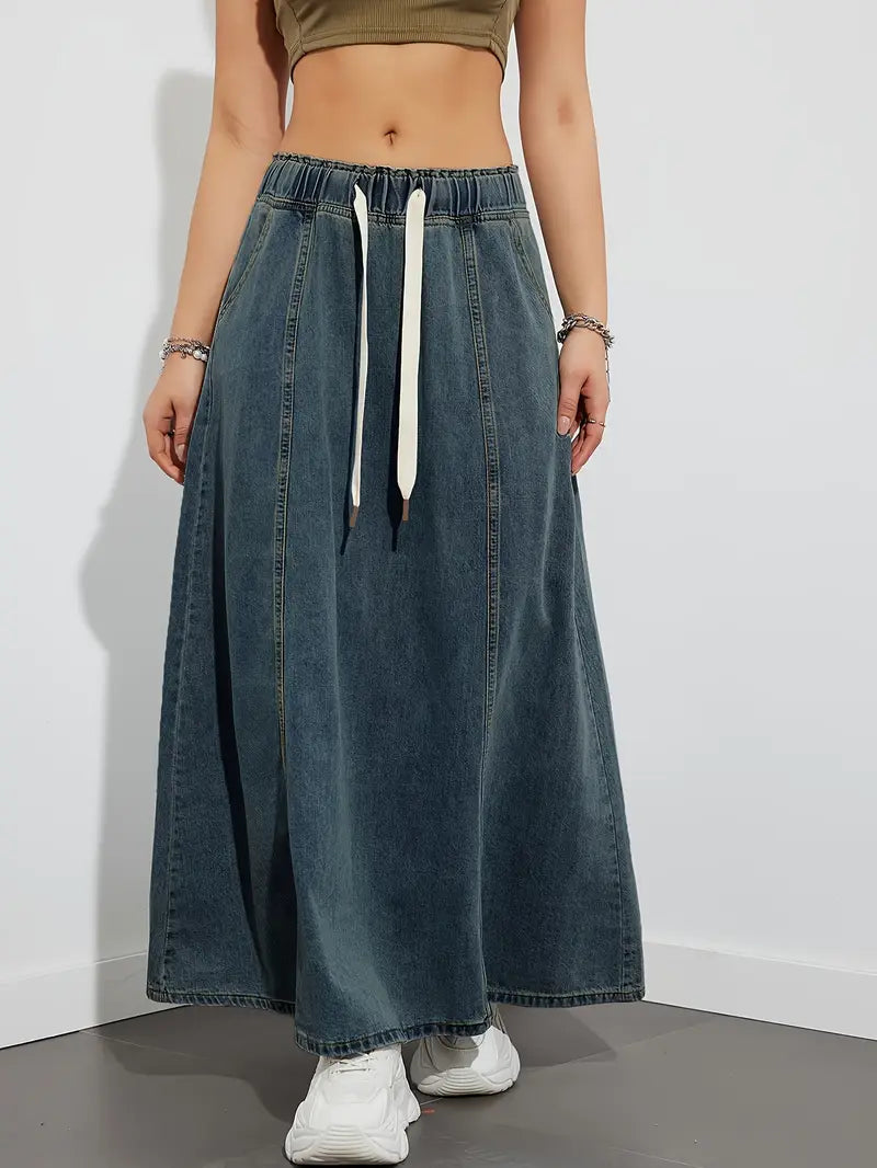 Olga | Casual Maxi Denim Skirt for Women with A-Line Silhouette