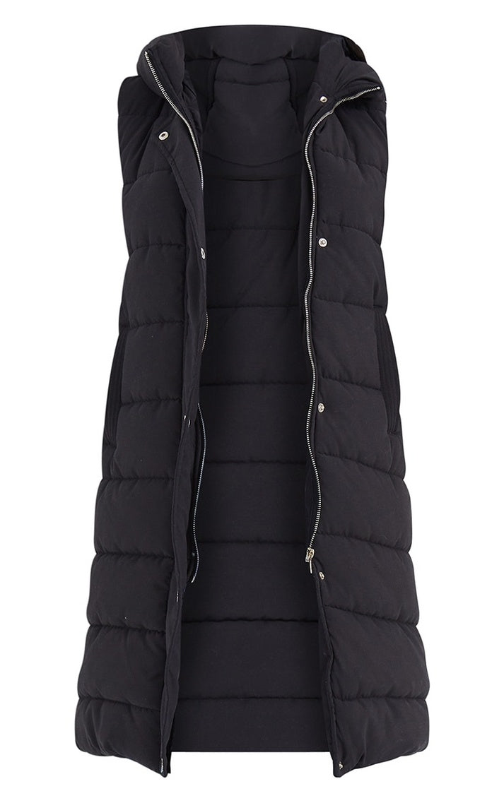 Ladies Girls Long Hooded Puffer Warm Padded Sleeveless Gilet Bodywarmer Zipper 1