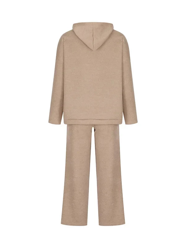 Warmood | Luxus Frau Hoodie Gestreiftes Set