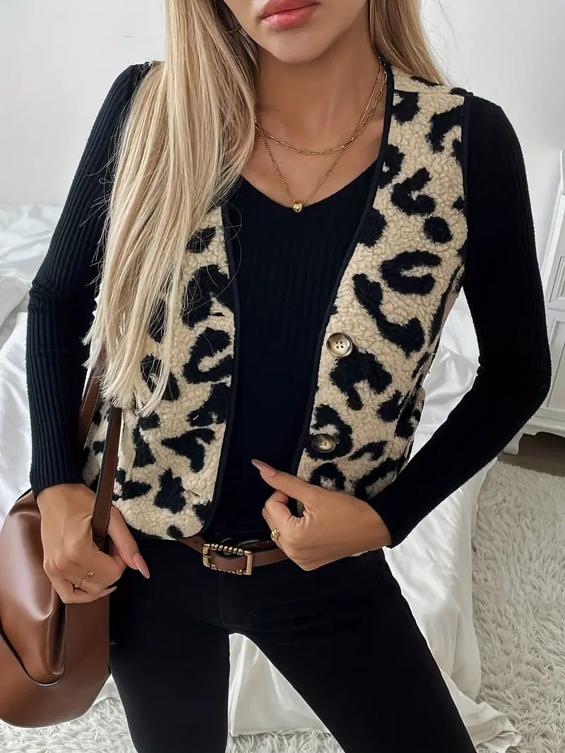 Clara | Elegante Weste mit Leopardenmuster für Damen