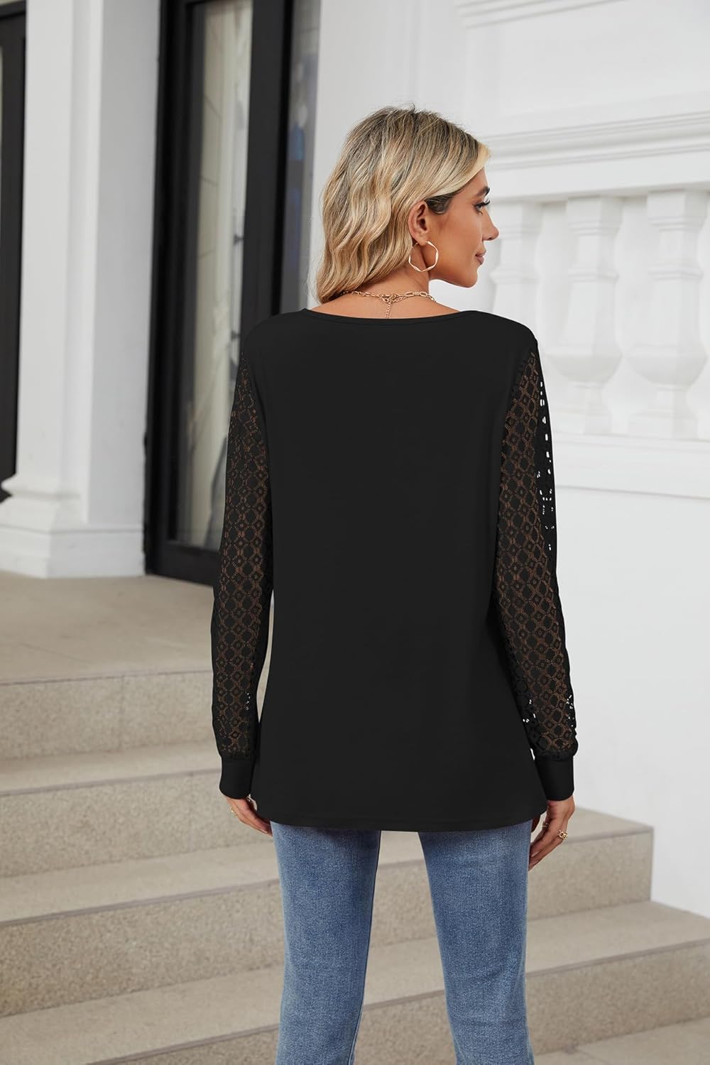 Carlotta | Modisches Langarm-Top für Damen mit Spitzendetails