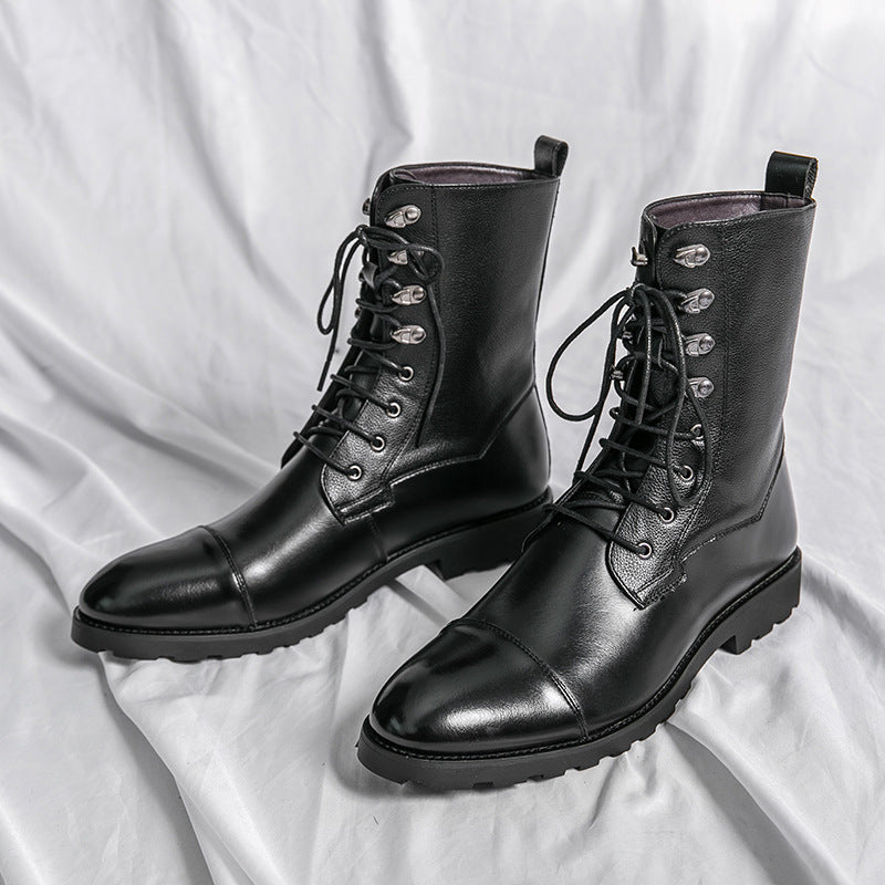 Luxuriöse Lederstiefel mit Schnürsenkeln für Herren