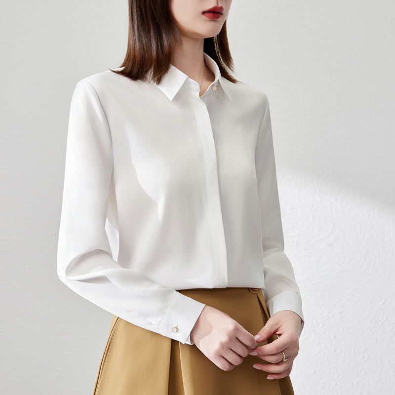 Graceful Satin Top OL Business Clothing Shirt For Women 5