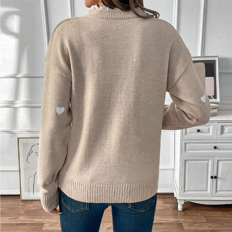 Valentines Day Clothing V-neck Love Sweater For Women 5