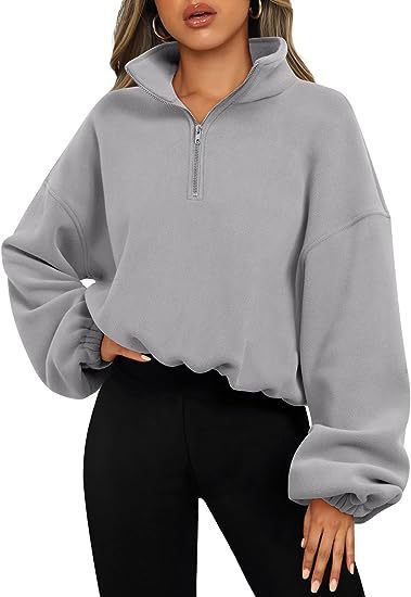Damen Sweatshirt mit Halb-Zip und Stehkragen 4