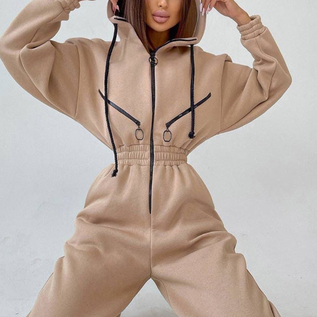 Casual Women Basic Hoodie Two Piece Sets Zipper Drawstring 8