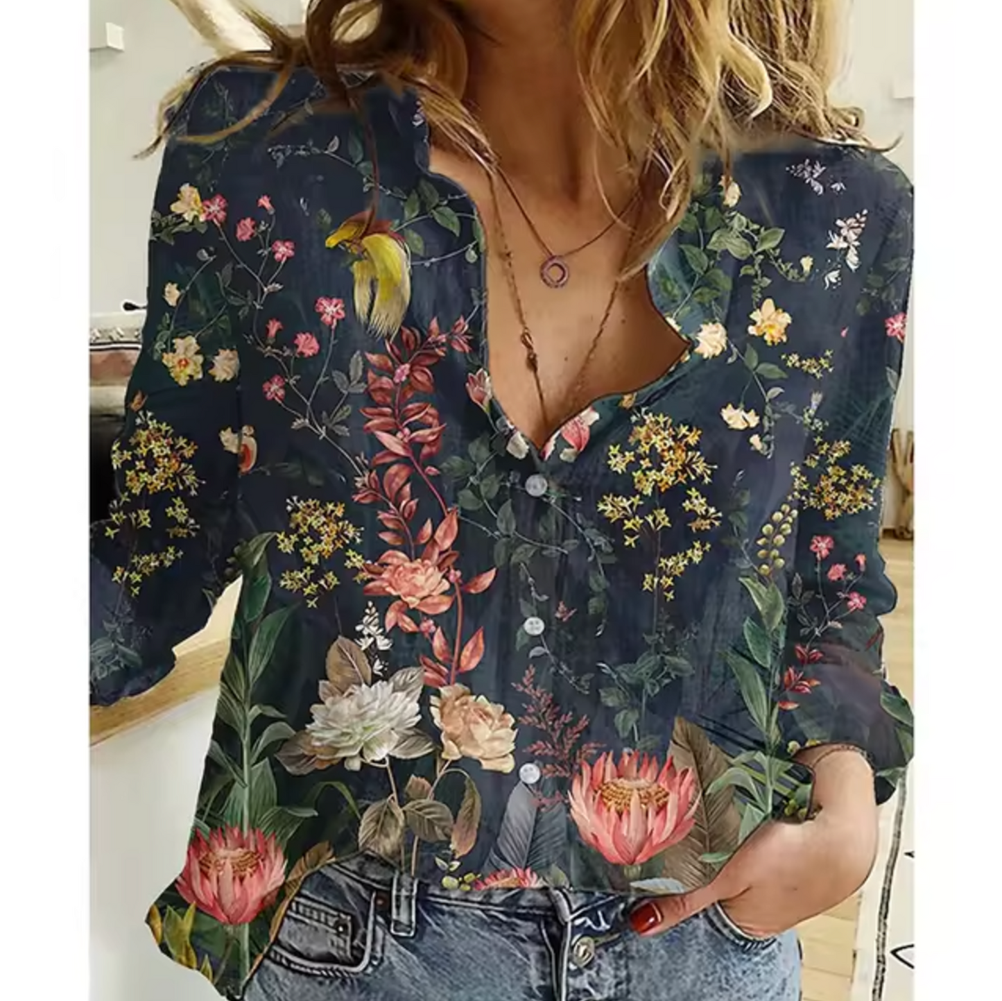 Variant image for Freya | Damen Bluse mit Blumenmuster – Leichte Langarmbluse für Sommer-67