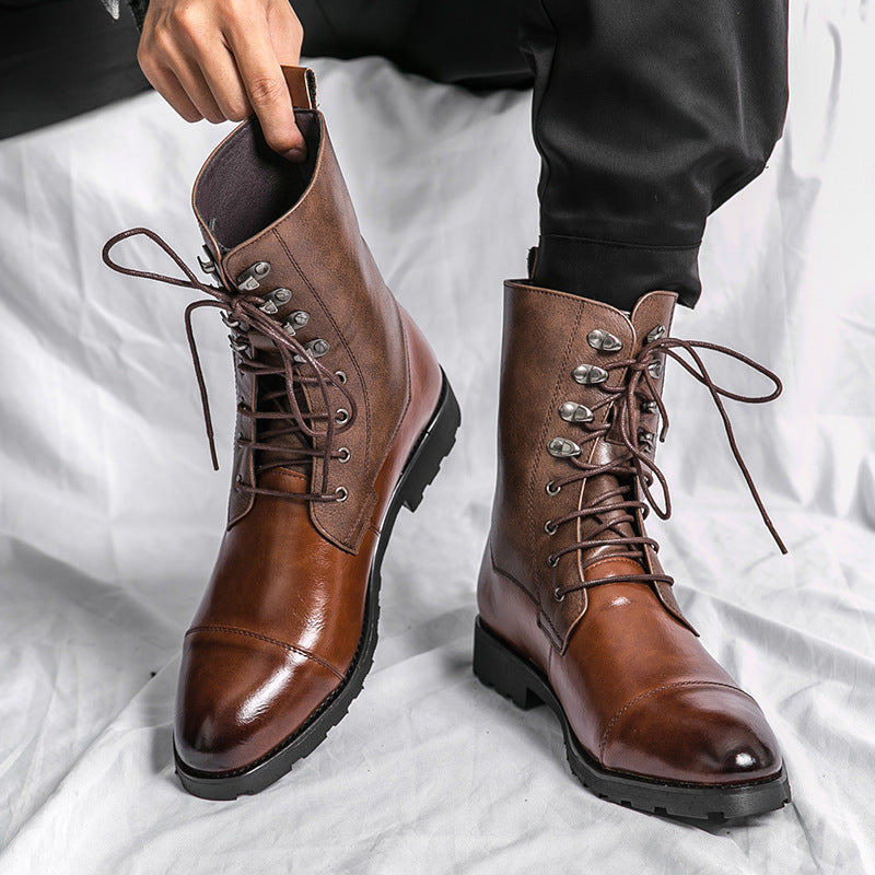Luxuriöse Lederstiefel mit Schnürsenkeln für Herren