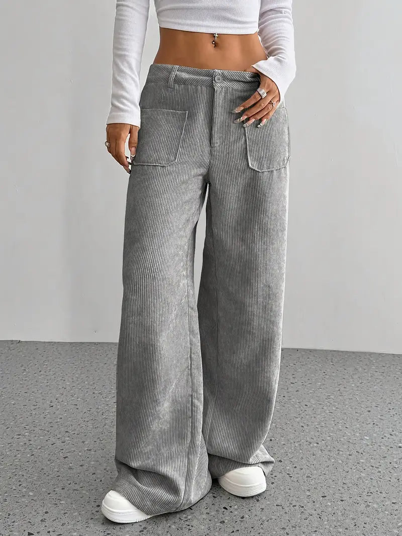 Variant image for Beatrix | Weite Cordhose für Damen aus Baumwollmischung mit Vordertaschen-6