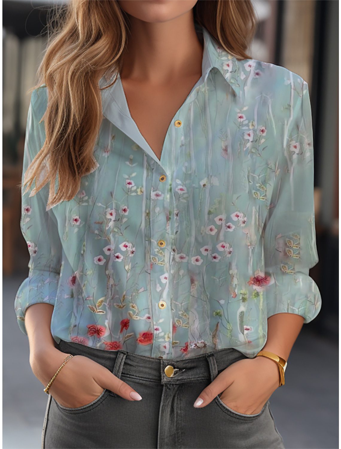 Variant image for Florine | Elegante Bluse Damen mit Blumenmuster und V-Ausschnitt-33