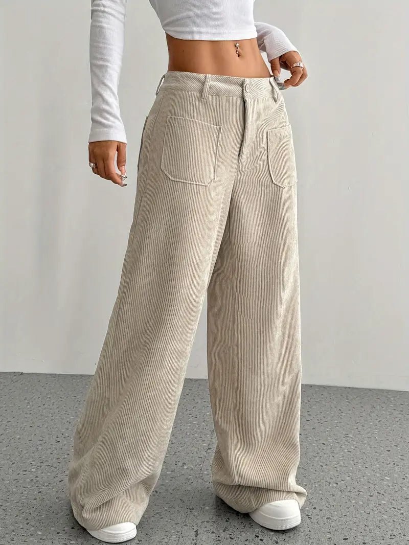 Lola | Pantaloni larghi in velluto a coste da donna in misto cotone
