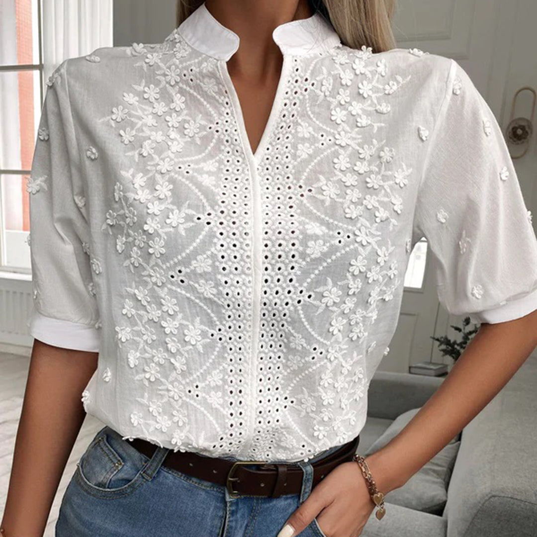 Variant image for Elegante Bluse Damen Weiß Größe M Baumwolle-1